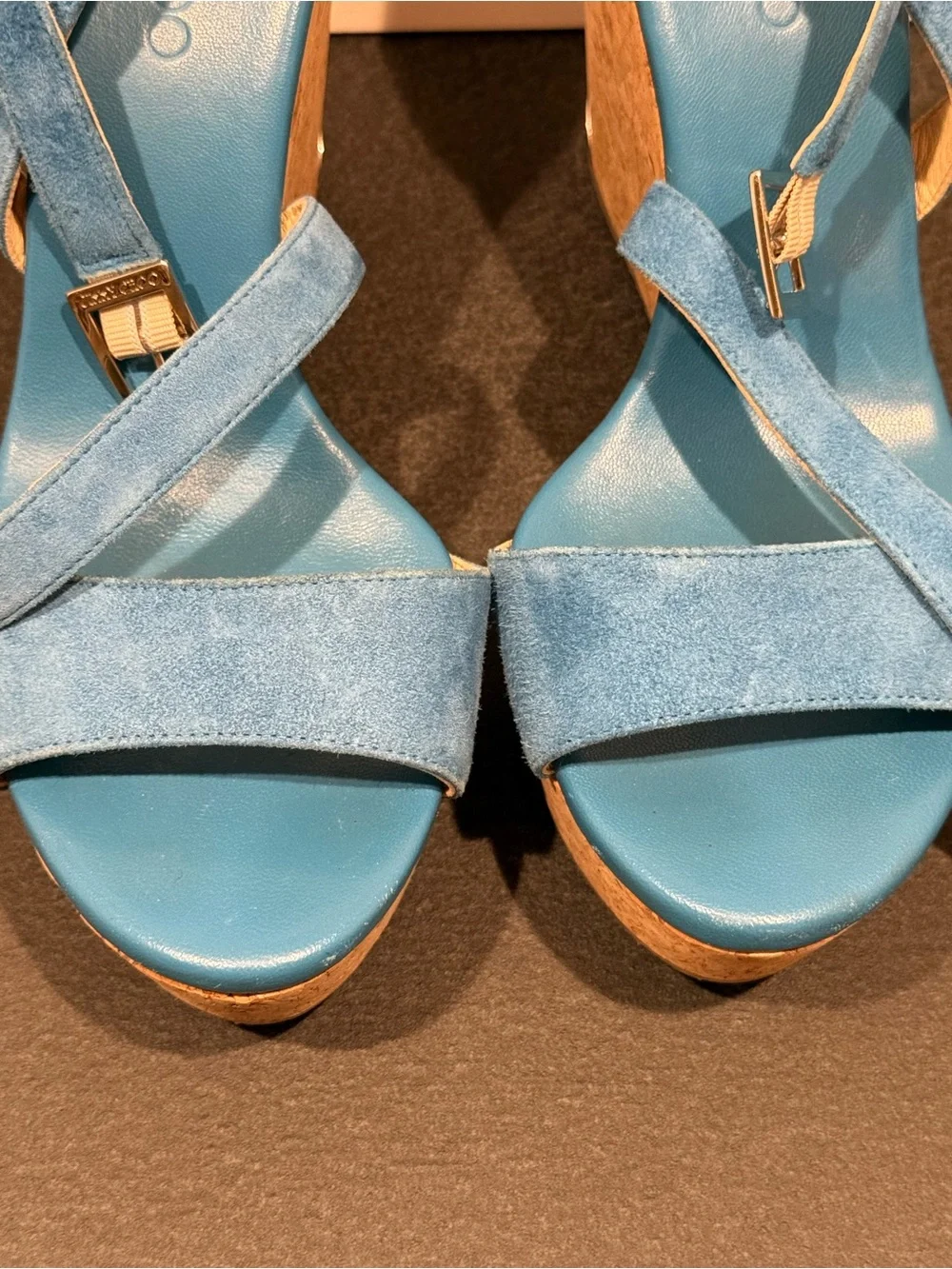 Jimmy Choo Portia Platform Wedge 41EU 11US Robot Blue Suede